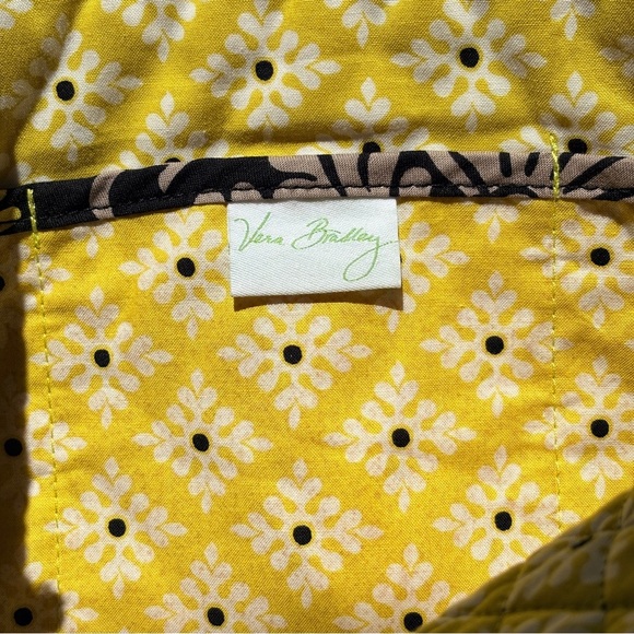 Vera Bradley Baroque Quilted Tote Bag Yellow Gray Floral Retired Pattern - Picture 5 of 7